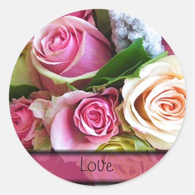 Roses Wedding Envelope Seal Stickers Template (Front)