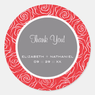 Roses Wedding Thank You Favour Stickers -retro