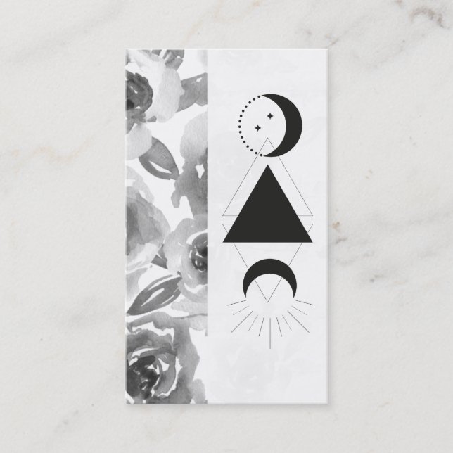 *~* Roses Wisteria Alchemy Moon Triangle Flowers Business Card (Front)
