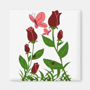 Roses with butterflies magnet