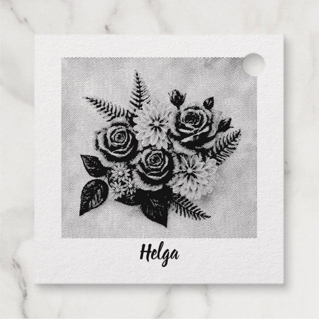 Roses with Dahlias Foil Gift Tags (Back)