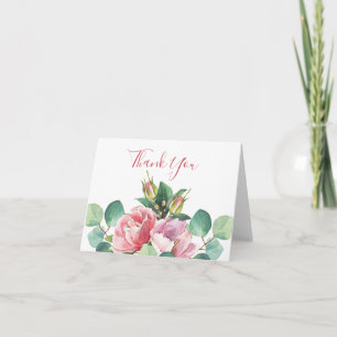 Roses with Eucalyptus Folded Thank You Card