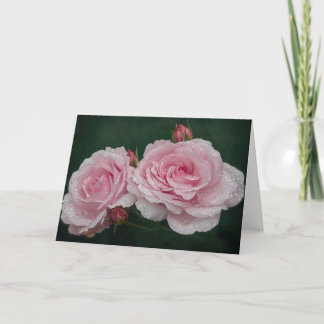 Roses with water droplets card