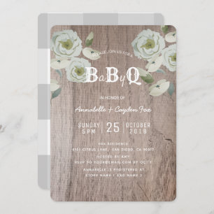 Roses & Wood BaByQ BBQ Baby Shower Invitation