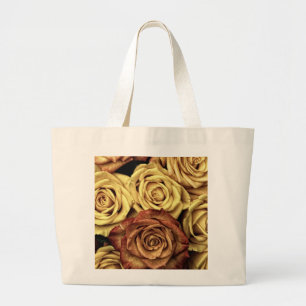 Roses yellow and red large tote bag