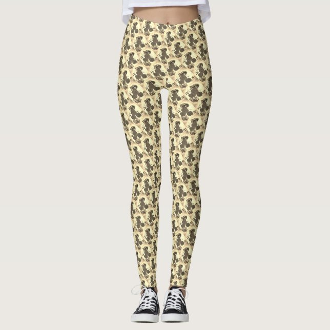 Roses yellow pattern design leggings (Front)