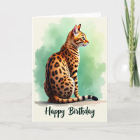 Rosette Cat Birthday Card