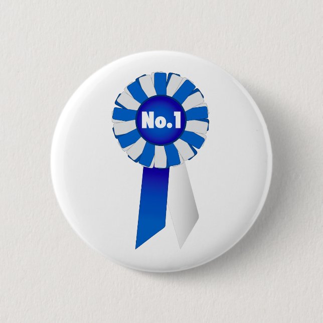 Rosette in Blue and White No. 1 Button Badge (Front)