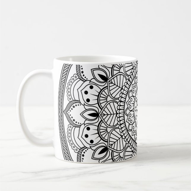 Rosette mandala ornament wallpaper coffee mug (Left)