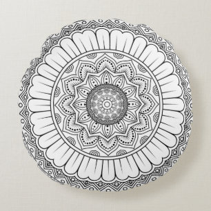 Rosette mandala ornament wallpaper round cushion