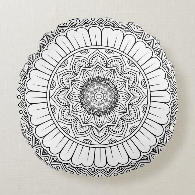 Rosette mandala ornament wallpaper round cushion (Front)