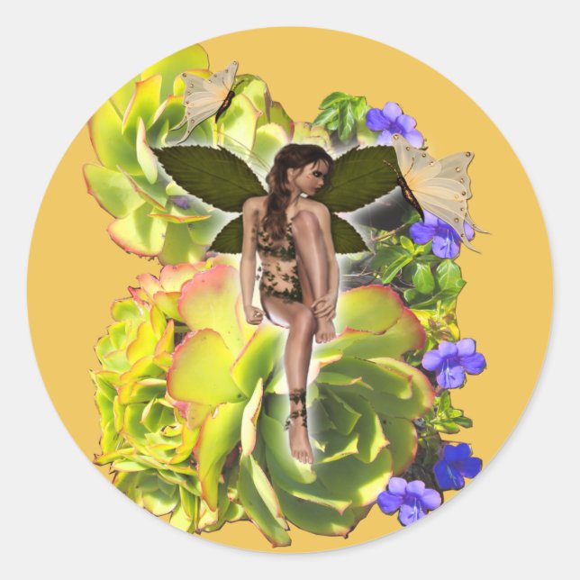 Rosette Succulent visitors Melamine Plate Classic Round Sticker (Front)