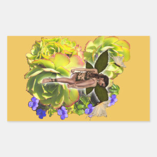 Rosette Succulent visitors Rectangular Sticker