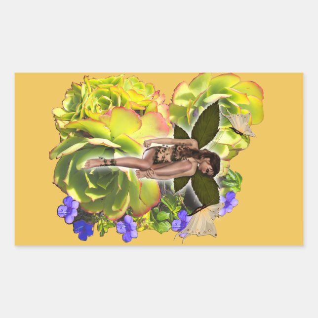 Rosette Succulent visitors Rectangular Sticker (Front)