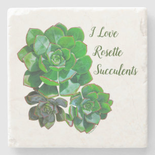 Rosette Succulents Stone Coaster