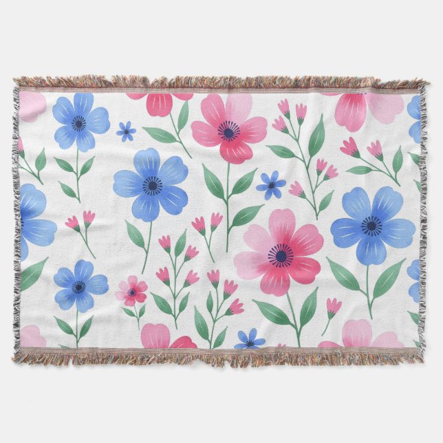  Rosewater Bloom Delight Throw Blanket (Front)