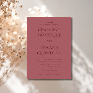 Rosewood Burgundy Old Money Formal Wedding Invitation