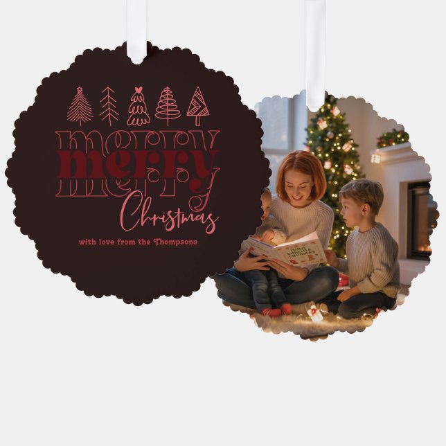Rosewood Chic Scribbles Merry Christmas Keepsake Tree Decoration Card (Front/Back)