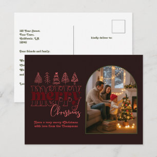 Rosewood Mahogany Cosy Arch Photo Merry Christmas Holiday Postcard