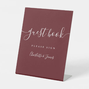 Rosewood Pink Elegant Modern Script Guest Book Pedestal Sign