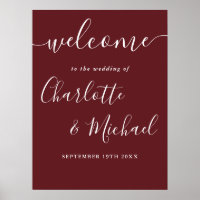 Rosewood Pink Elegant Modern Wedding Welcome Sign