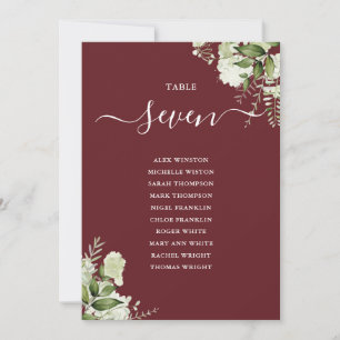 Rosewood Pink Greenery Seating Plan Table Number