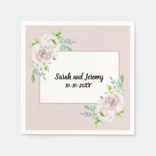 Rosewood Soft Mauve Floral Watercolor Rose Wedding Napkin