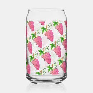 Rosey Grape Bunches Can Glass