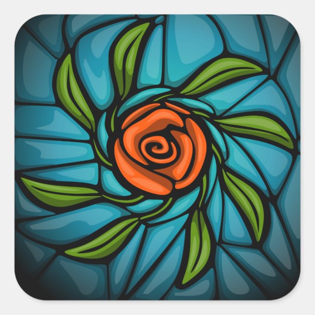 Rosey Mosaic Square Sticker (Front)