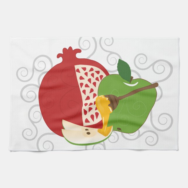Rosh Hashana Holiday Kitchen Decor Tea Towel (Horizontal)