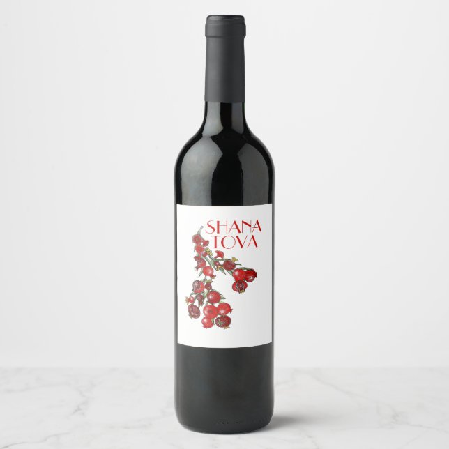 Rosh Hashana Pomegranates Wine Label (Front)