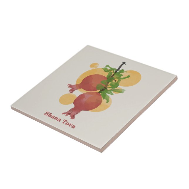 Rosh Hashana Shana Tova Jewish New Year Tile (Side)