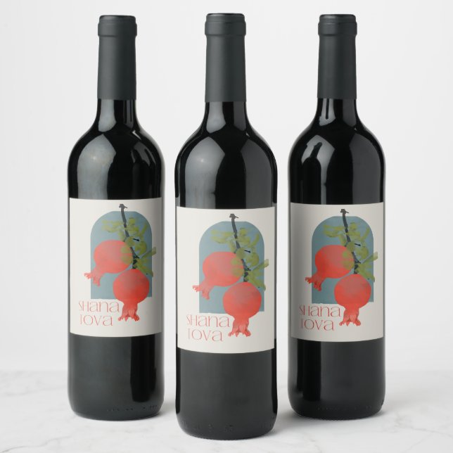 Rosh Hashana Shana Tova Pomegranates  Wine Label (Bottles)