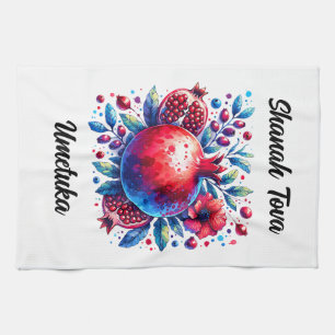 Rosh Hashana Water colour Pomegranate  Tea Towel
