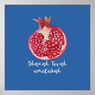 Rosh HaShana Wishes for a Good Year w. Pomegranate Poster