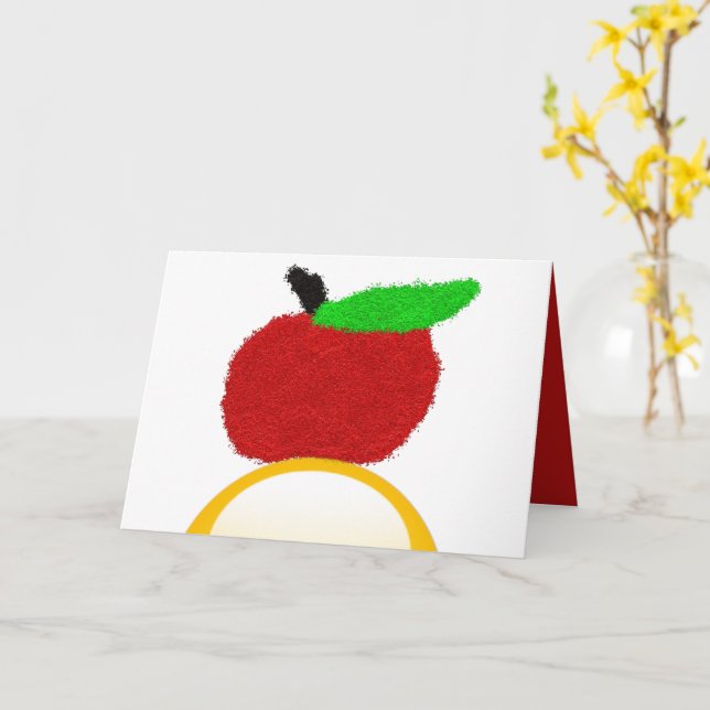 Rosh Hashanah ראש השנה glitter apple and honey Card (Yellow Flower)