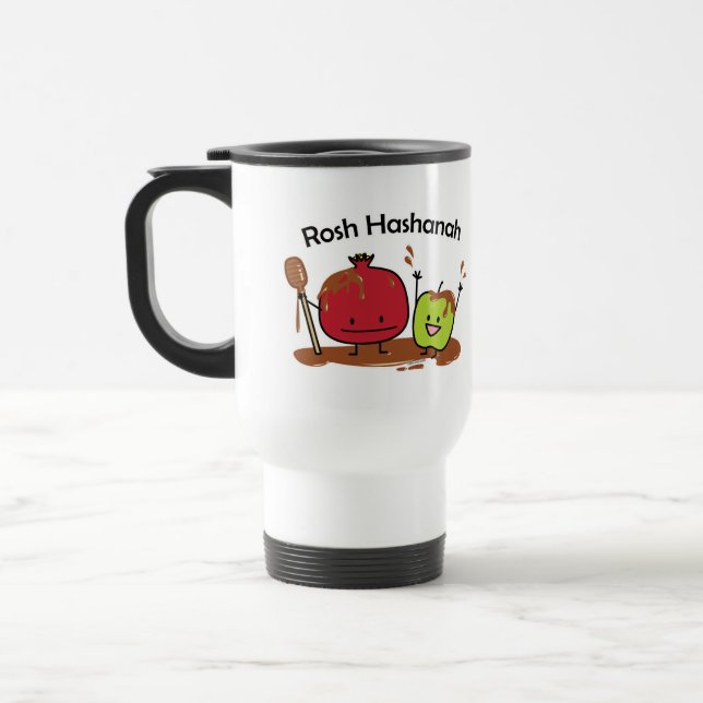 Rosh Hashanah apple pomegranate honey Jewish new Travel Mug (Left)