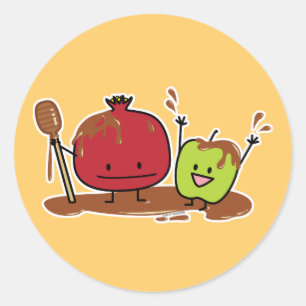 Rosh Hashanah apple pomegranate honey Jewish new y Classic Round Sticker