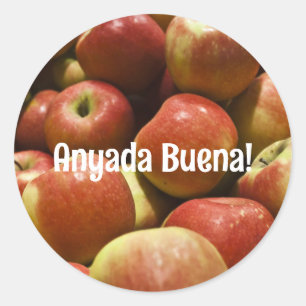 Rosh Hashanah Apple Stickers with Ladino Greeting