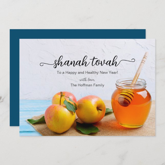Rosh Hashanah Apples Honey Jewish New Year Card (Front/Back)