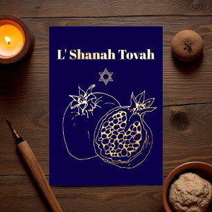 Rosh Hashanah Gold Foil Blue