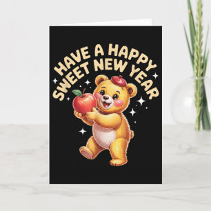Rosh Hashanah Happy Sweet New Year Honey Bear Jewi Card