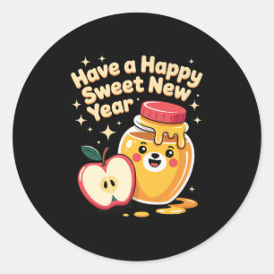 Rosh Hashanah Happy Sweet New Year Honey Bear Jewi Classic Round Sticker