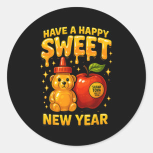 Rosh Hashanah Happy Sweet New Year Honey Bear Jewi Classic Round Sticker