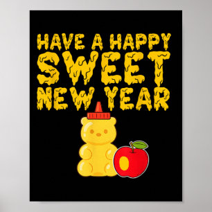 Rosh Hashanah Happy Sweet New Year Honey Bear Jewi Poster