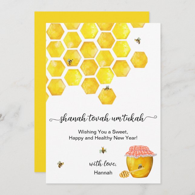 Rosh Hashanah Honey Jewish New Year Card (Front/Back)