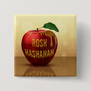 Rosh Hashanah Jewish New Year Honey Apple 15 Cm Square Badge