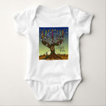 Rosh Hashanah L'Shanah Tovah Tree Of Life Menorah Baby Bodysuit<br><div class="desc">You are viewing The Lee Hiller Designs Collection of Home and Office Decor,  Apparel,  Gifts and Collectibles. The Designs include Lee Hiller Photography and Mixed Media Digital Art Collection. You can view her Nature photography at http://HikeOurPlanet.com/ and follow her hiking blog within Hot Springs National Park.</div>