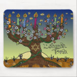Rosh Hashanah L'Shanah Tovah Tree Of Life Menorah Mouse Pad<br><div class="desc">You are viewing The Lee Hiller Designs Collection of Home and Office Decor,  Apparel,  Gifts and Collectibles. The Designs include Lee Hiller Photography and Mixed Media Digital Art Collection. You can view her Nature photography at http://HikeOurPlanet.com/ and follow her hiking blog within Hot Springs National Park.</div>
