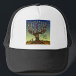 Rosh Hashanah L'Shanah Tovah Tree Of Life Menorah Trucker Hat<br><div class="desc">You are viewing The Lee Hiller Designs Collection of Home and Office Decor,  Apparel,  Gifts and Collectibles. The Designs include Lee Hiller Photography and Mixed Media Digital Art Collection. You can view her Nature photography at http://HikeOurPlanet.com/ and follow her hiking blog within Hot Springs National Park.</div>